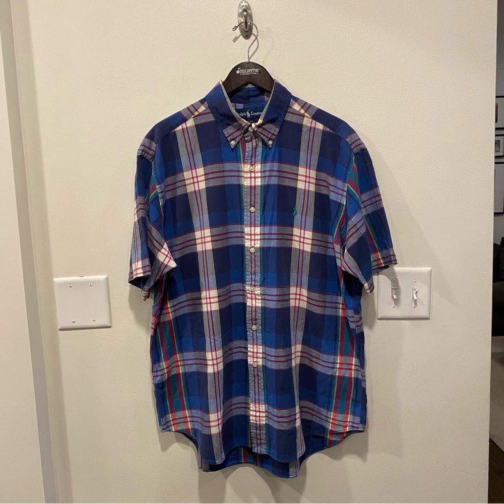 Ralph Lauren Men's Blake Short Sleeve Shirt size large preppy 100% cotton plaid
